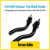 Black plastic and metal lh and rh outer tie rod ends with curved design and threaded rods for mitsubishi pajero 4wd