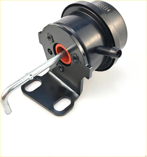 Black metal fuel pressure regulator with silver hook and orange interior for lightning supercharger bypass valve actuator ford f150