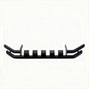 Black metal rear step bar for nissan navara 2015-2025 with five rectangular cutouts and curved end caps