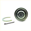 Silver metal ceramic pin retainer with circular base and ring for lower ball joint assembly toyota hilux ute 2004-2016