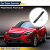 Black plastic lower door trim garnish with mounting hardware for front left side of mazda cx-5 shown from back