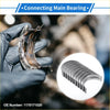 Used connecting main bearing with rusted surface held in a gloved hand with new metallic bearings inset for toyota 4runner