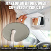 White plastic makeup mirror cover for toyota sun visor cap clip shown from the back side in grey color