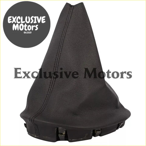 Black leather manual shifter gear boot for holden commodore vt vx vu with stitched seams and textured surface