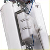 White plastic maxpeedingrods electric fuel pump assembly with metallic fittings and blue wiring for ford trucks