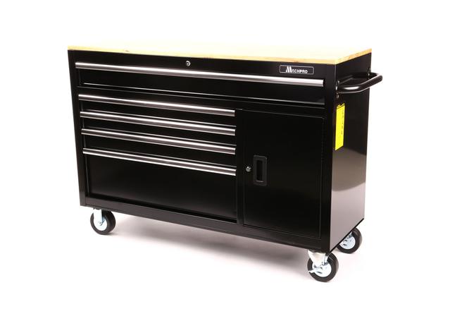 Mechpro Blue 5 Drawer Tool Trolley 52In Black