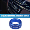 Blue metallic ac climate control knob ring cover with hexagonal texture for toyota 4runner media volume tune button cover