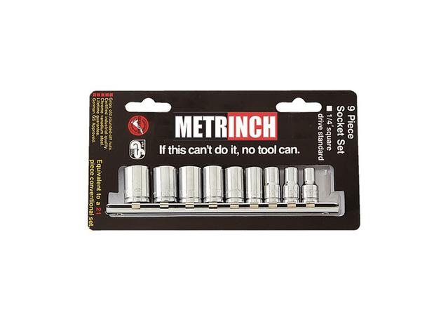 Metrinch Socket Set 1/4" Drive 9Pc MET-0220