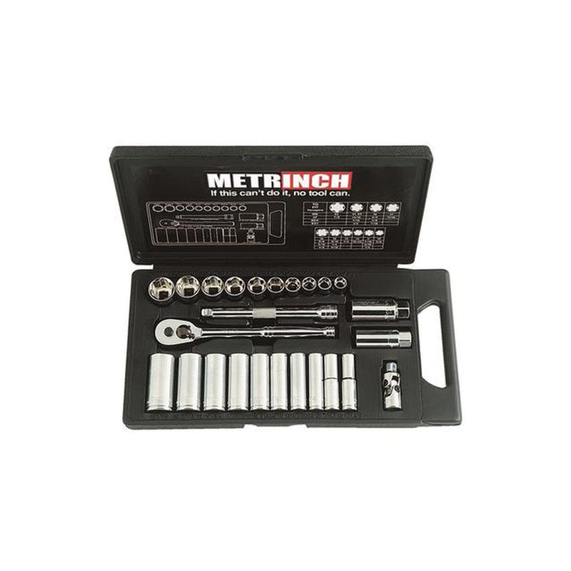 Metrinch Socket Set 3/8" Drive 25Pc MET-0500