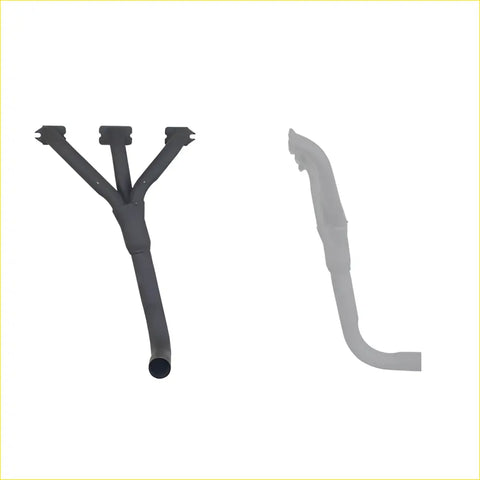 Black metal exhaust manifold and header pipe assembly for mini all except cooper s with gasket dsf006 shown from back side