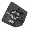 Back side of black plastic heated right passenger side mirror glass housing with circular vent for ford f-150 2015-2020