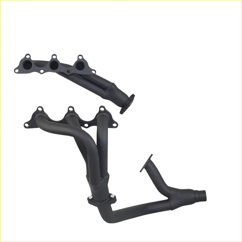 Black metal mandrel bent exhaust manifold with four ports for mitsubishi triton 3.0l v6 24v sohc gasket dsf158