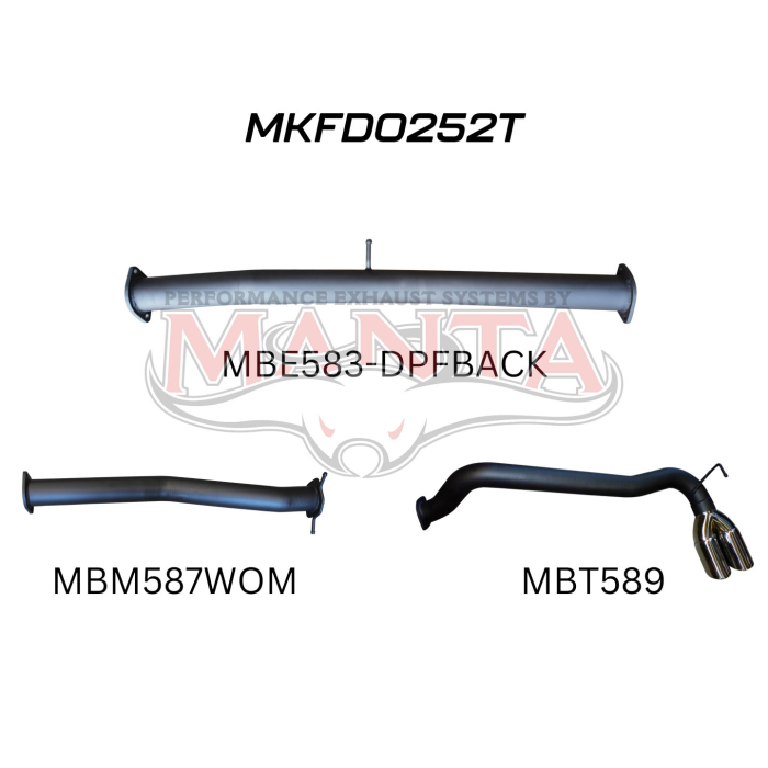 Manta Ford PX2 Ranger 3in DPF Back Without Muffler, Twin