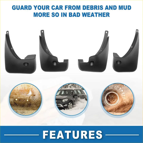 Set of four black plastic mud flaps for toyota rav4 2006-2012 protecting your car from mud and debris