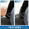 Black rubber mud flap splash guard for toyota tundra 2022-2024 pickup shown from the back side