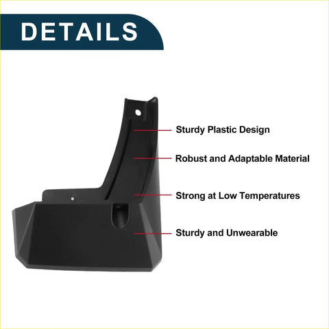 Black plastic mud flap with sturdy angular design and reinforced mounting holes for toyota avanza 2022-2023