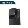 Black plastic mud flap with molded contours and mounting holes for toyota hiace 7 seat 2005-2011 back side view