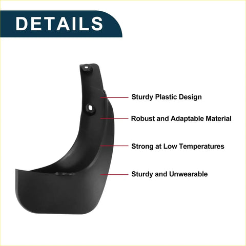 Black plastic mud flap with sturdy curved design for toyota innova 2007-2010 wheel arch splash guard set
