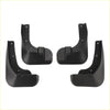 Set of four black plastic mud flaps for toyota vios 2019-2022 with molded holes and curved protective design