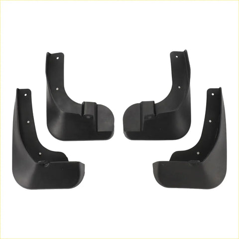 Set of four black plastic mud flaps for toyota vios 2019-2022 with molded holes and curved protective design