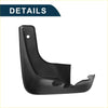 Black plastic mud flap with curved l shaped design and top mounting hole for toyota avalon 2007-2018 set of 2