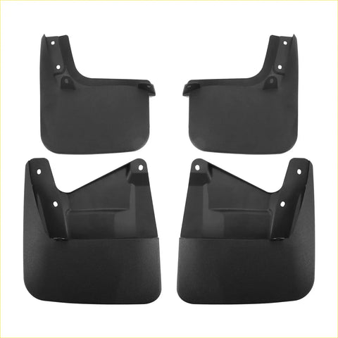 Set of four black plastic mud flaps with molded mounting brackets for toyota sequoia 2023 2024 splash guards