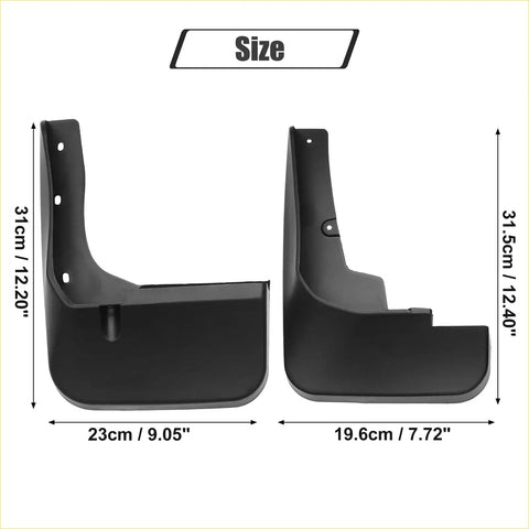 Black plastic mud flaps with molded contours and mounting holes for toyota highlander 2014-2023 splash guards