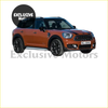 Orange mini cooper countryman with black accents and alloy wheels shown from the back with mudflap for mini countryman r60 f60