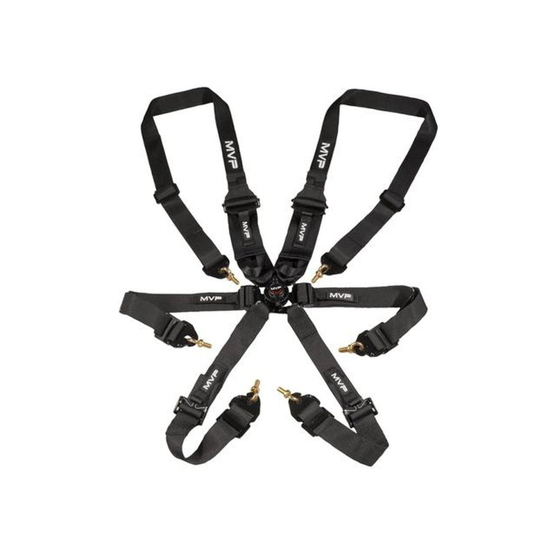 MVP Racing Harness 6 Point 2-3" Hans Belts Cam Lock Black