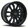 Negro no9 17x8.5 satin black alloy rim with black matte finish rugged multi-spoke design and integrated lug nut caps