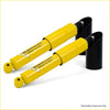 Bright yellow dobinsons twin shock absorbers with black mounts for nissan pathfinder r51 diesel 25l tdi 2005 on