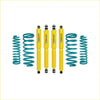 Set of four bright yellow dobinsons twin tube nitro shock absorbers with teal coils for nissan patrol y60 gq wagon