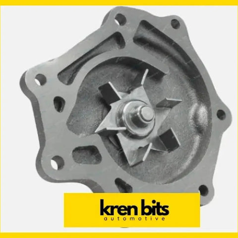 Gray cast iron nissan safari gu y61 engine water pump with central star-shaped impeller and mounting holes around edges