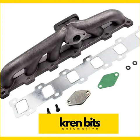 Black cast iron nissan safari top mount manifold with gaskets and hardware for big boost td42 from kren bits automotive