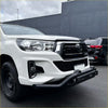 White toyota hilux with a black nudge bar lower style front bumper guard compatible with front camera and sensors