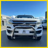 White holden colorado utility with chrome nudge bar front bumper guard compatible with sensors 2012-2020