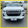 White isuzu d-max 2021-2023 with black nudge bar featuring compatible front sensors and black grille and bumper