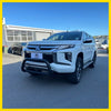 White mitsubishi triton pickup with black nudge bar featuring compatible front sensors medium size 2019-2023
