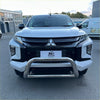 White mitsubishi triton with chrome nudge bar compatible with front sensors for 2019-2023 medium size triton