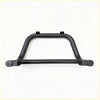 Black metal nudge bar with mounting brackets and circular end caps in matte for mitsubishi triton 2005-2015 compatible with front sensors