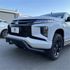 White mitsubishi triton pickup with black rugged nudge bar for 2019-2023 models enhancing front protection
