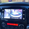 Black touchscreen display showing rearview camera split-screen on nudge bar for mitsubishi triton 2019-2023 black q1
