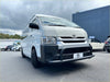 White toyota hiace van with a matte black nudge bar front bumper guard for wide body 2005-2019 models