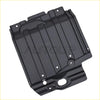 Black plastic oil pan for jeep grand cherokee 2011–2019 with molded ridges and mounting holes shown from back side