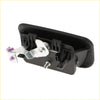 Black plastic outer door handle front right driver side with silver latch and purple plastic parts for ford transit back view