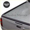 Back view of white pickup truck bed with black rubberized over rail load bed liner for ford ranger t6 t7 nissan navara vw