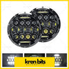 Pair of 7in round black led headlights with bright yellow and white emitters for hi lo drl beam headlamps sealed
