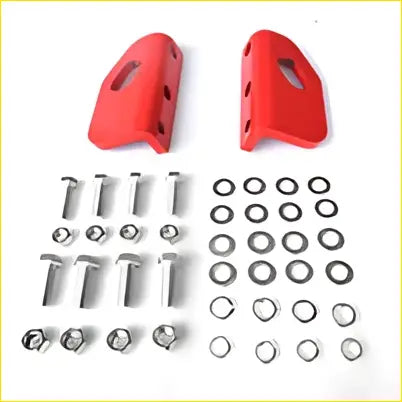 Pair front recovery tow point with red plastic side covers and silver bolts for toyota landcruiser 200 series