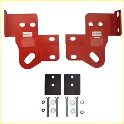 Pair front recovery tow point kit with red metal brackets and black hardware for toyota hilux n80 gun series 2015-2022