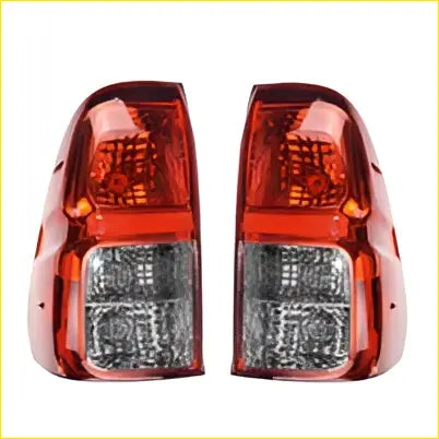 Pair tail light lamp for Toyota Hilux 2015-2020 with red plastic taillights clear lens and textured pattern visible from back side